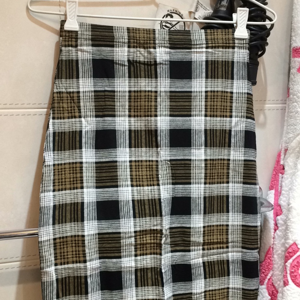 Boohoo Check Plaid Bodycon Pencil Skirt